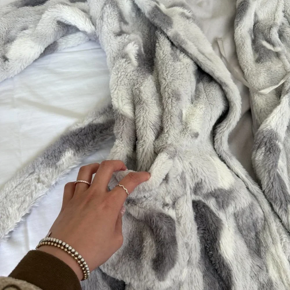 Target Winter Home Long Robe - White/Grey - Picture 6 of 13